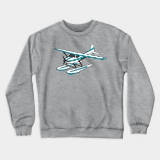 White blue seaplane illustration Crewneck Sweatshirt